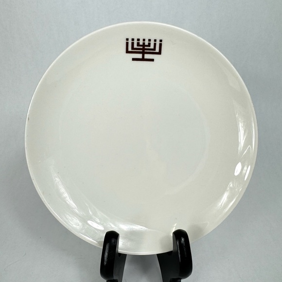 VTG 1970-80s Shenango China Menorah Bread Plates Judaica Restaurant Ware Set/4 - Picture 2 of 12